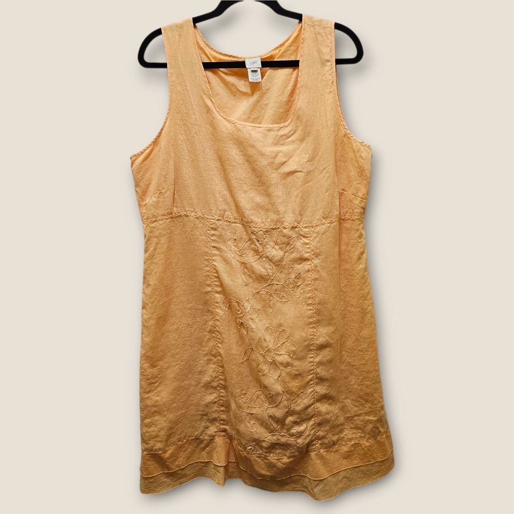 J.‎ Jill 100% Linen Embroidered Sequin Shift Dress Orange Women Size 18 Plus